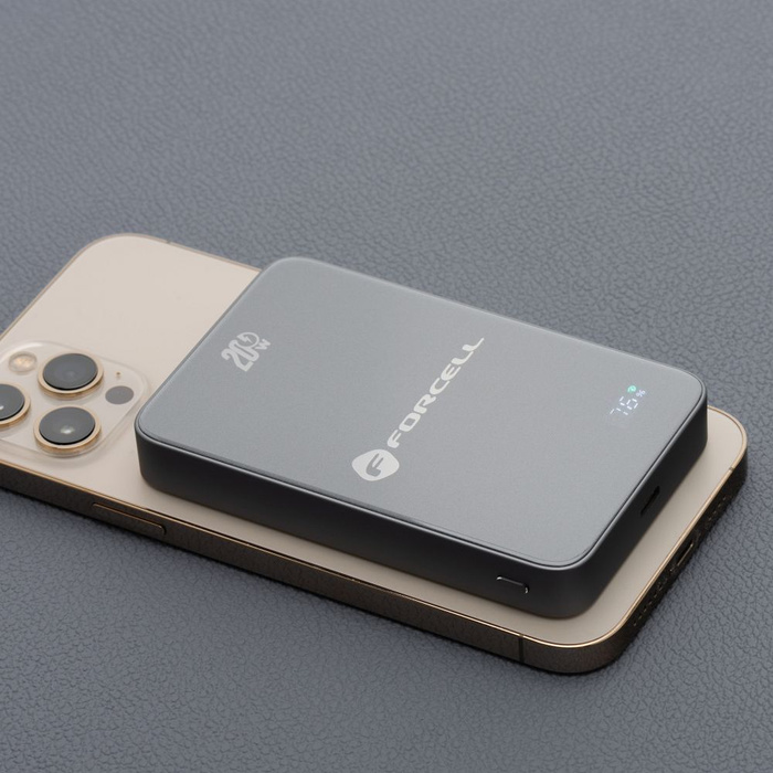 Powerbank zgodny z MagSafe Forcell F-Energy SuperSlim F10K8 QC4.0 PD3.0 15W 10000 mAh szary 0INT