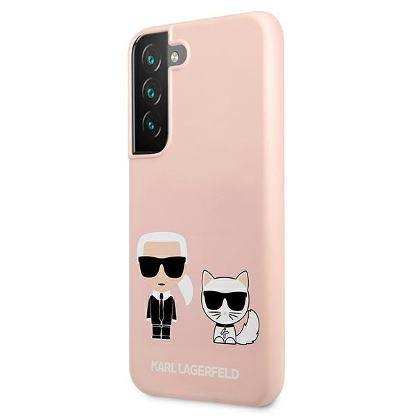 Hülle KARL LAGERFELD Samsung Galaxy S22 Plus Silikon Ikonik Karl & Choupette Rosa Hartcase