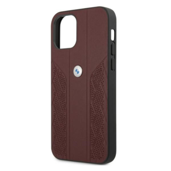 Pouzdro BMW Apple iPhone 12 Pro Max Leather Curve Perforate Red Hardcase
