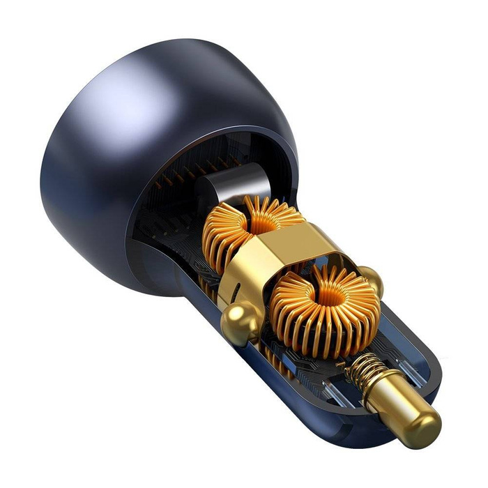 Baseus USB / USB Tipo C caricabatteria per auto 65 W 5 A SCP Quick Charge 4.0+ Power Delivery 3.0 Schermo LCD + USB Tipo C - Cavo USB Tipo C grigio (TZCCKX-0G)