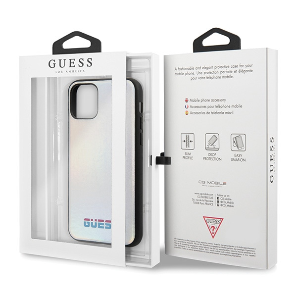 Telefontok GUESS Apple iPhone 11 Pro Max Iridescent Ezüst keménytokban