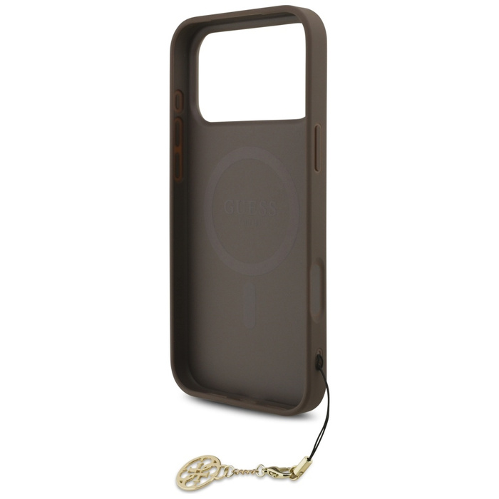 Etui Guess 4G Charms Collection MagSafe  do iPhone 17 Pro Max brązowy