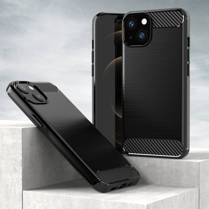 Carbon Case Flexibel Handyhülle TPU Schutzhülle für iPhone 13 mini schwarz