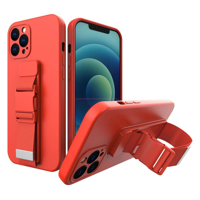 Custodia per airbag in TPU con custodia in corda con cordino per Samsung Galaxy A21S rosso