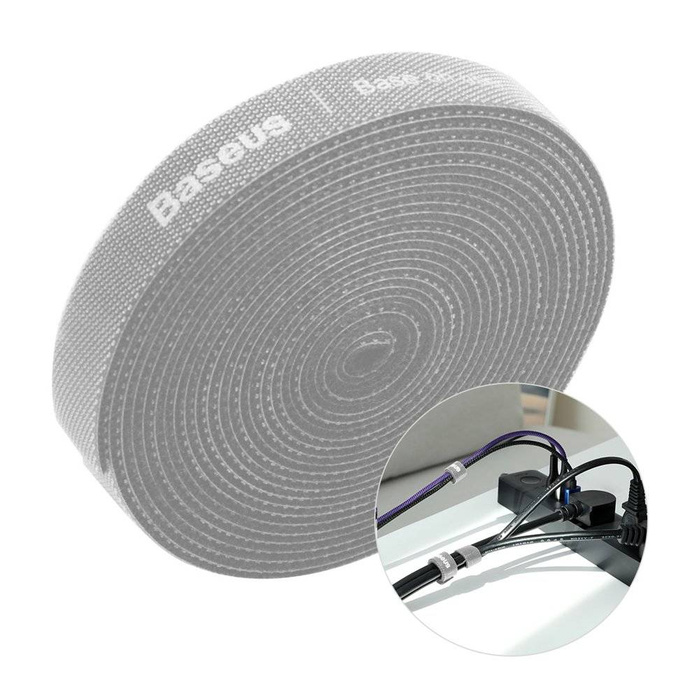 Baseus Rainbow Circle hook and loop Straps to organizing cables 3m Gray (ACMGT-F0G)