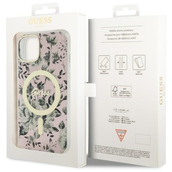 Funda Guess GUHMP14MHCFWSP iPhone 14 Plus 6.7" rosa/rosa durocase Flor MagSafe Case