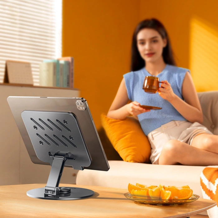 Stojak na tablet Wozinsky WRS-DSY84SS obrotowy 360° aluminiowy - szary