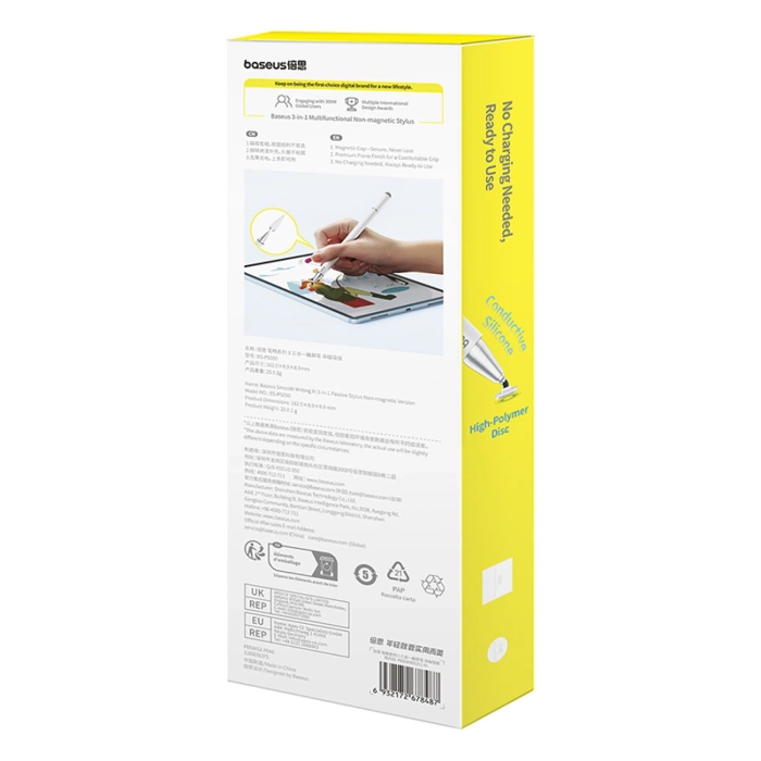 Baseus Smooth Writing III 3in1 Passiver Stylus - Nichtmagnetische Version - Weiß