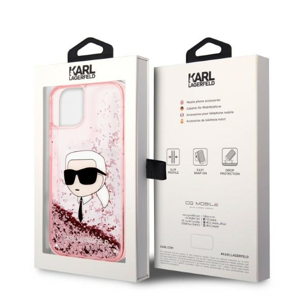 Case Karl Lagerfeld iPhone 14 Plus 6.7" pink/pink hardcase Glitter Karl Head