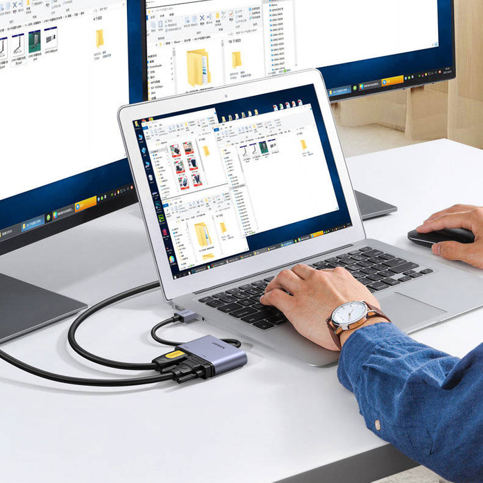 Adattatore convertitore USB Ugreen - HDMI 1.3 (1920 x 1080 @ 60Hz) + VGA 1.2 (1920 x 1080 @ 60Hz) grigio (CM449)