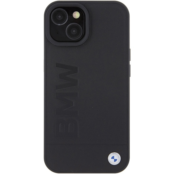 Etui BMW BMHCP15SSLLBK iPhone 15 6.1" czarny/black Leather Hot Stamp Case