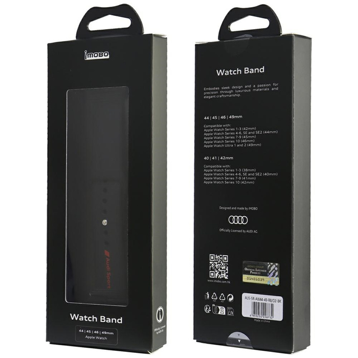 Pasek Audi Sport Red Logo Silicone Watch Strap do Apple Watch 44/45/46/49mm czarny