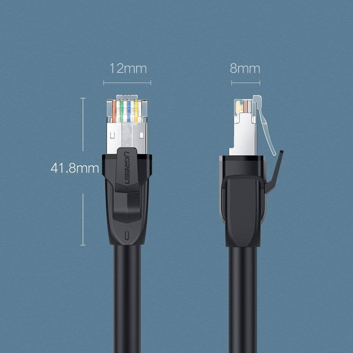 Ugreen kabel internetový síťový kabel Ethernet patchcord RJ45 Cat 8 T568B 2m černý (70329)