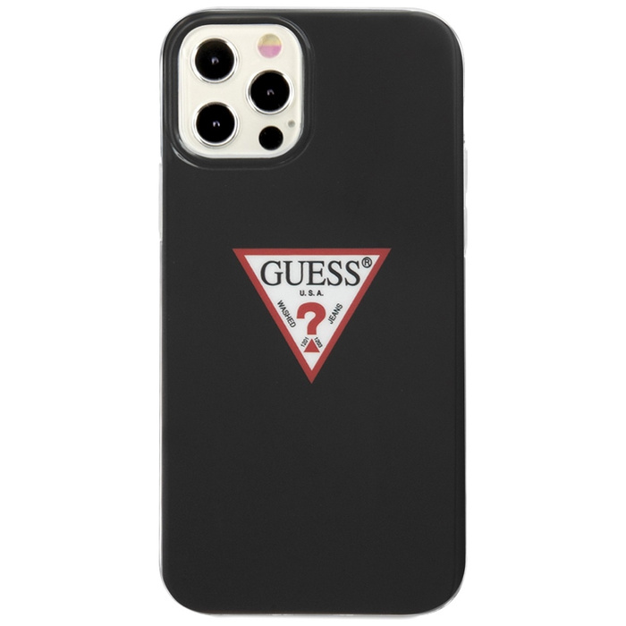 Telefontok GUESS Apple iPhone 12 12 12 Pro Triangle Collection GUHCP12MPCUCTLBK Fekete keménytokos táska