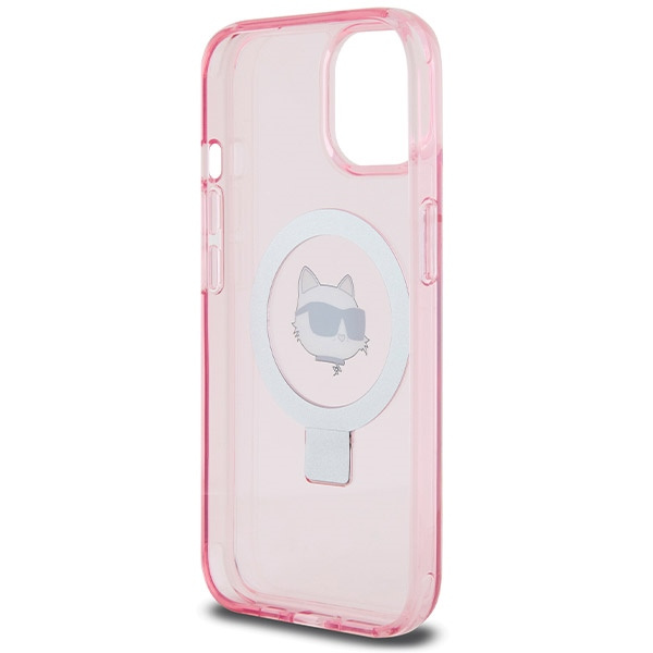 Funda Karl Lagerfeld KLHMP15SHMRSCHP iPhone 15 6.1" rosa/rosa durocase Cabeza de Choupette con soporte para anillos MagSafe Case