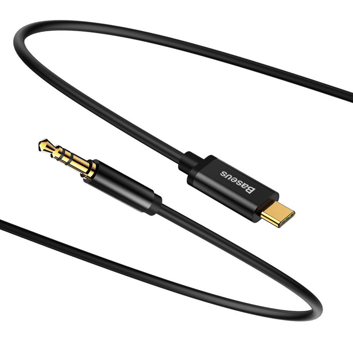 Baseus Stereo Audio AUX Kabel 3,5 mm Miniklinke - USB Typ C für Smartphone 120cm schwarz (CAM01-01)