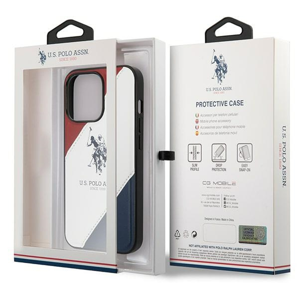 US Polo USHCP14XPSO3 iPhone 14 Pro Max 6.7" weiß/weiß Tricolor Embossed
