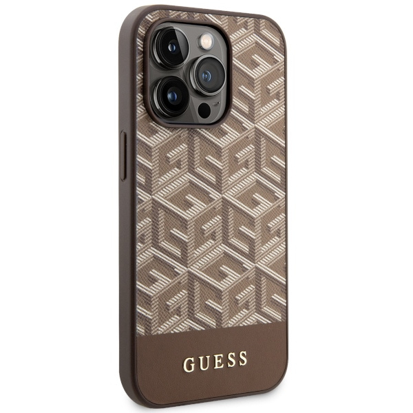 Hülle Guess GUHMP14LHGCFSEW iPhone 14 Pro 6.1" braun/braun hart case GCube Stripes MagSafe Case