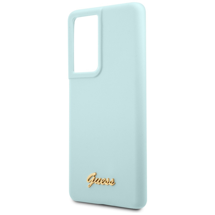 Guess GUHCS21LLSLMGLB S21 Ultra G998 blue / blue hardcase Silicone Script Metal Logo