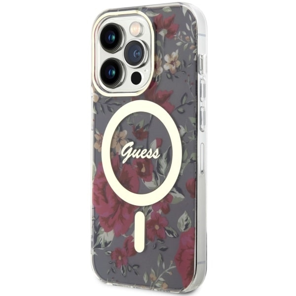 Coque Guess GUHMP14LHCFWSA iPhone 14 Pro 6.1" vert/kaki rigidecase Flower MagSafe Case