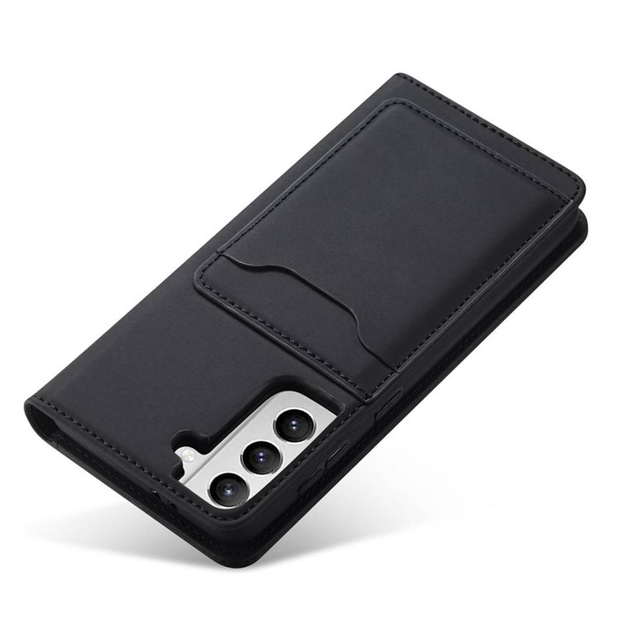 Magnet Kartenetui für Samsung Galaxy S22+ (S22 Plus) Tasche Wallet Kartenhalter Schwarz