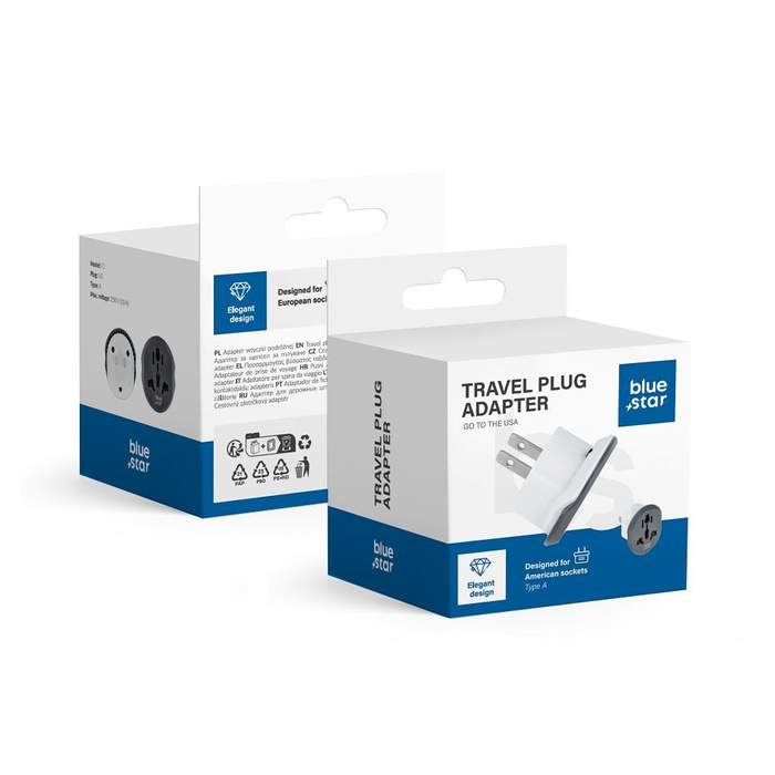 Adapter podróżny Blue Star GO TO USA (Type A) 10A biały