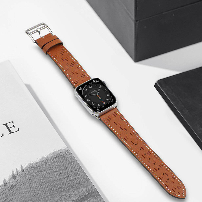 Correa Piel Apple Watch SE, 8, 7, 6, 5, 4, 3, 2, 1 (41, 40, 38 mm) pulsera marrón