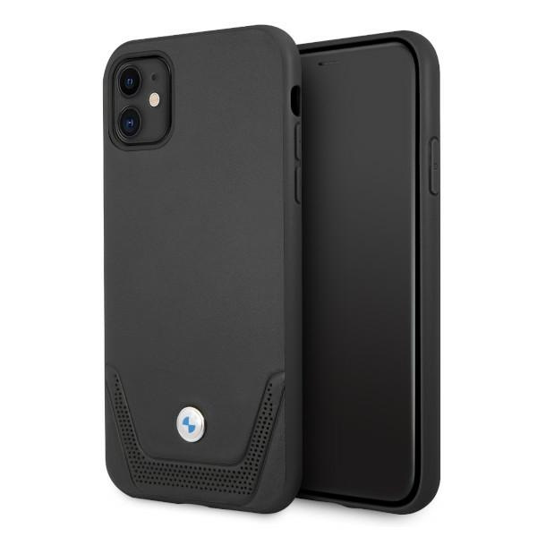 BMW Hülle Apple iPhone 11 Leder Perforiert Schwarz Hardcase CASE