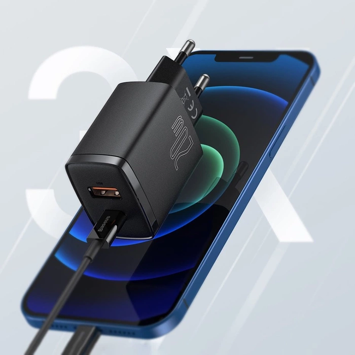 Baseus Compact Fast USB / USB Type C Ladegerät 20W 3A Power Delivery Quick Charge 3.0 schwarz (CCXJ-B01)