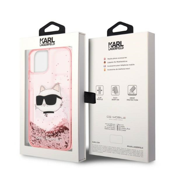 Pouzdro Karl Lagerfeld iPhone 14 Plus 6,7" pink/pink hardcase Glitter Choupette Head