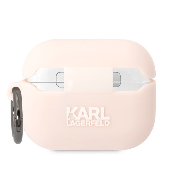 Karl Lagerfeld KLAPRUNCHP AirPods Pro funda rosa/rosa Silicona Choupette Cabeza 3D