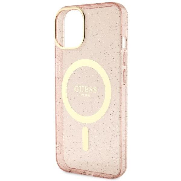 Case Guess GUHMP14SHCMCGP iPhone 14 6.1" pink/pink hardcase Glitter Gold MagSafe Case
