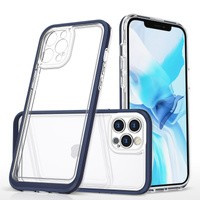 Průhledný gelový kryt 3v1 pouzdro pro iPhone 12 Pro s rámečkem modrý