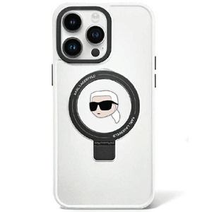 Cover Karl Lagerfeld KLHMP15XHMRSKHH iPhone 15 Pro Max 6,7" bianco/bianco durocase Anello Stand Karl Head MagSafe Case