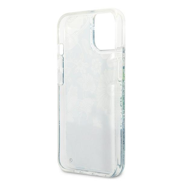 Case GUESS Apple iPhone 13 Mini Flower Liquid Glitter Green Hardcase