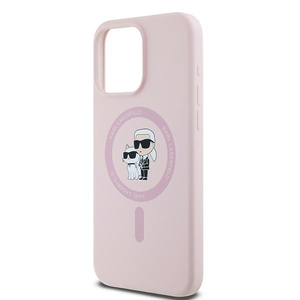 Etui Karl Lagerfeld KLHMP15LSCMKCRHP iPhone 15 Pro 6.1" różowy/pink hardcase Silicone Karl & Choupette MagSafe