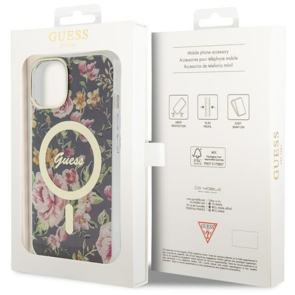 Coque Guess GUHMP14MHCFWSK iPhone 14 Plus 6.7" noir/noircase Flower MagSafe Case
