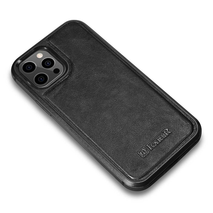 iCarer Leather Oil Wax coque en cuir véritable pour iPhone 12 Pro Max noir (ALI1206-BK)