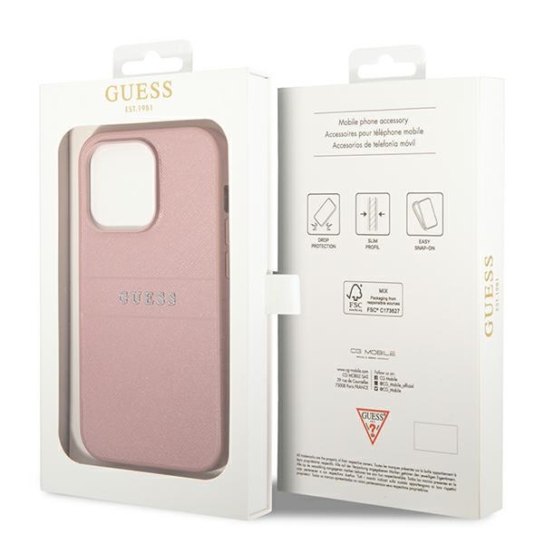 Case Guess iPhone 14 Pro 6.1" pink/pink Saffiano Strap