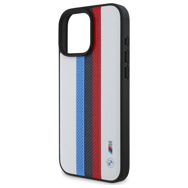 Case BMW iPhone 16 Pro Max 6.9" white/white hardcase M Perf. Tricolor Printed Stripes MagSafe