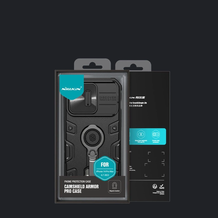 Etui Nillkin CamShield Armor Pro Magnetic Case etui iPhone 14 Pro Max magnetyczny pokrowiec MagSafe z osłoną na aparat czarne