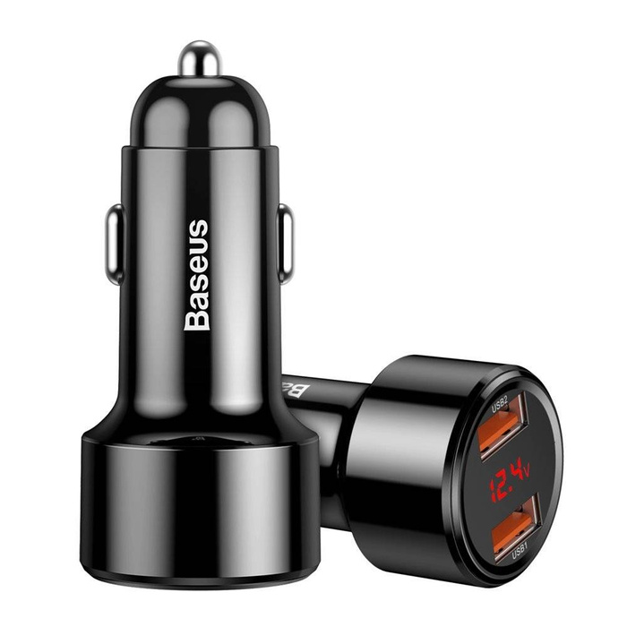 [APRÈS RETOUR] Baseus Magic Series Dual QC Car Charger with digital display 2x USB QC3.0 45W 6A Black (CCMLC20A-01)