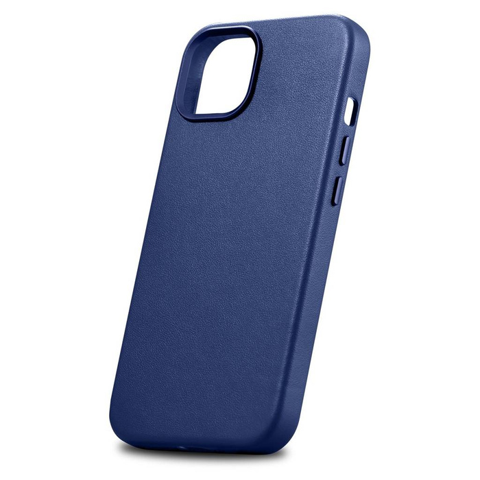 iCarer Case Leather Housse en cuir véritable pour iPhone 14 Bleu (WMI14220705-BU) (Compatible MagSafe)
