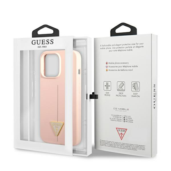 Hülle GUESS Apple iPhone 13 Pro Max Silikon-Dreieck Rosa Hartcase