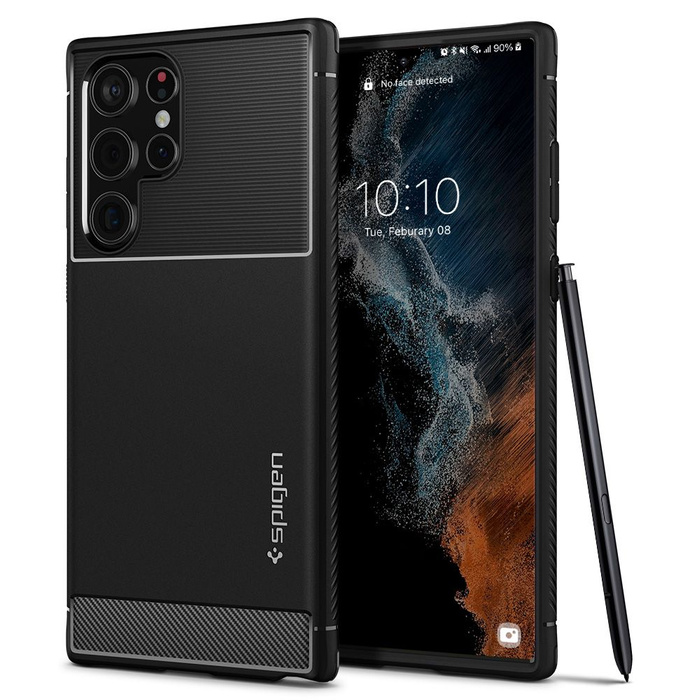 Hülle Spigen Galaxy S22 Ultra Rugged Armor MATTE Schwarz Case