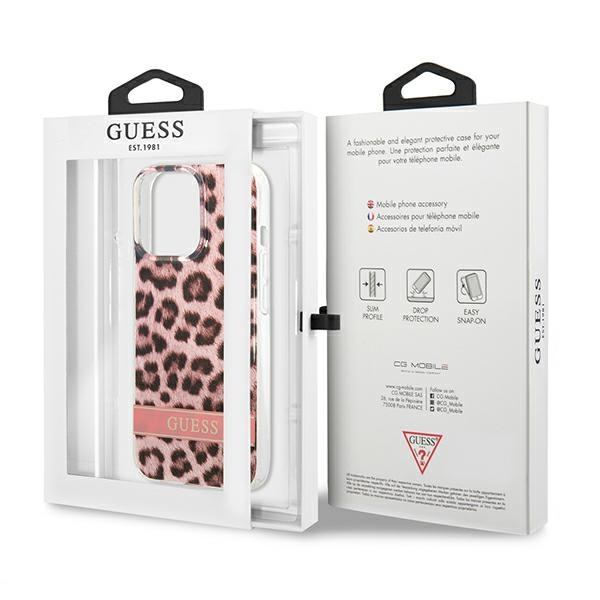 Hülle GUESS Apple iPhone 13 13 Pro Leopard Rosa Hartcase