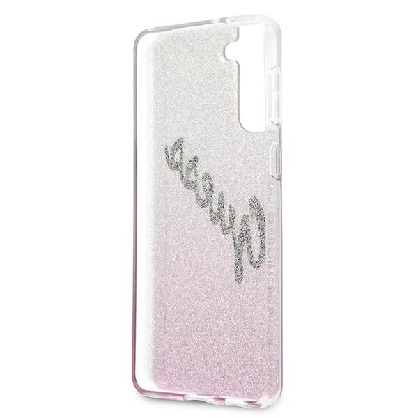 GUESS Samsung Galaxy S21 Plus Glitter Gradient Script GUHCS21MPCUGLSPI Rosa HardHülle