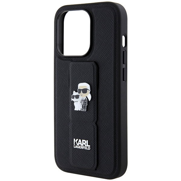 Etui Karl Lagerfeld KLHCP13LGSAKCPK iPhone 13 Pro / 13 6.1" czarny/black hardcase Gripstand Saffiano Karl&Choupette Pins Case