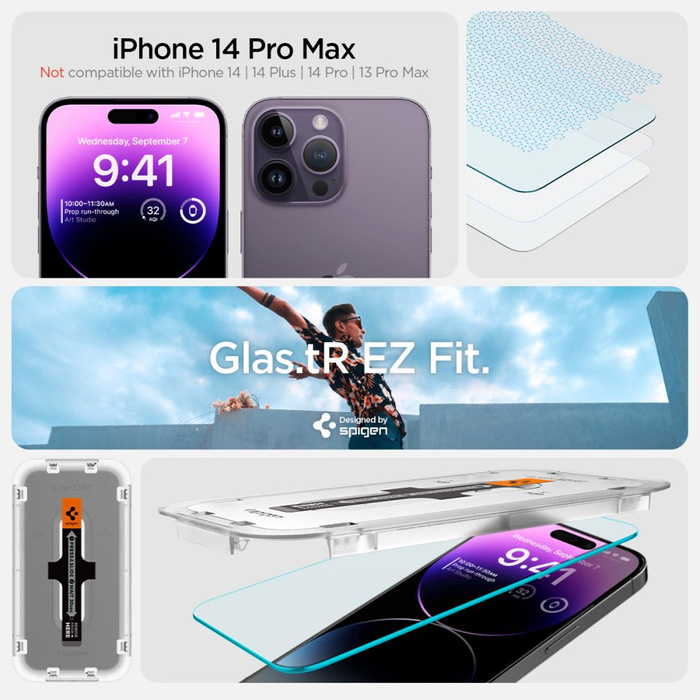 Tempered Glass Spigen GLAS.TR "EZ FIT" 2ER-PACK IPhone 14 PRO MAX KLAR