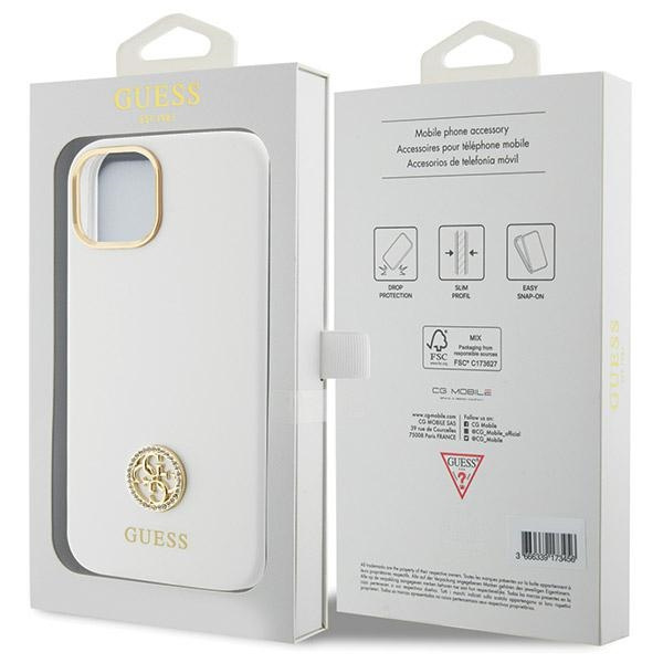 Etui Guess GUHCP15SM4DGPH iPhone 15 6.1" biały/white hardcase Silicone Logo Strass 4G Case